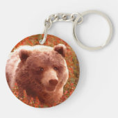 Grizzly Bear Cub in Fireweed'絵画's Wildlife Art キーホルダー (裏面)