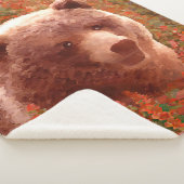 Grizzly Bear Cub in Fireweed'絵画's Wildlife Art シェルパブランケット (3/4)