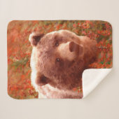 Grizzly Bear Cub in Fireweed'絵画's Wildlife Art シェルパブランケット (正面(横))