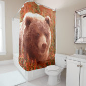 Grizzly Bear Cub in Fireweed'絵画's Wildlife Art シャワーカーテン (インサイチュ)