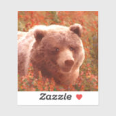 Grizzly Bear Cub in Fireweed'絵画's Wildlife Art シール (シート)