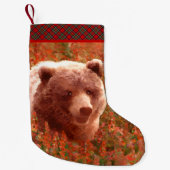 Grizzly Bear Cub in Fireweed'絵画's Wildlife Art スモールクリスマスストッキング (正面)