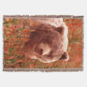 Grizzly Bear Cub in Fireweed'絵画's Wildlife Art スローブランケット (正面)