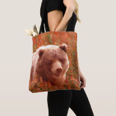 Grizzly Bear Cub in Fireweed'絵画's Wildlife Art トートバッグ (クローズアップ)
