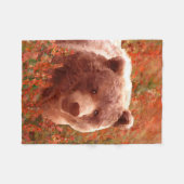 Grizzly Bear Cub in Fireweed'絵画's Wildlife Art フリースブランケット (正面(横))