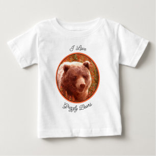 Grizzly Bear Cub in Fireweed'絵画's Wildlife Art ベビーTシャツ