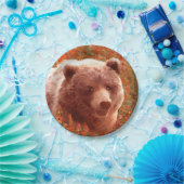 Grizzly Bear Cub in Fireweed'絵画's Wildlife Art ペーパープレート (パーティー)