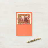 Grizzly Bear Cub in Fireweed'絵画's Wildlife Art ポストイット (デスク上)