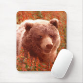 Grizzly Bear Cub in Fireweed'絵画's Wildlife Art マウスパッド (マウス)