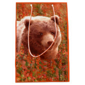 Grizzly Bear Cub in Fireweed'絵画's Wildlife Art ミディアムペーパーバッグ (正面)