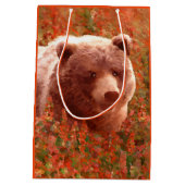 Grizzly Bear Cub in Fireweed'絵画's Wildlife Art ミディアムペーパーバッグ (裏面)