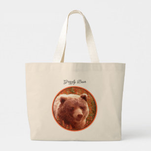 Grizzly Bear Cub in Fireweed'絵画's Wildlife Art ラージトートバッグ