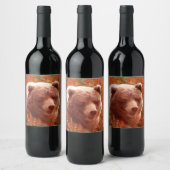 Grizzly Bear Cub in Fireweed'絵画's Wildlife Art ワインラベル (ボトル)