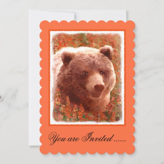 Grizzly Bear Cub in Fireweed'絵画's Wildlife Art 招待状 (正面)