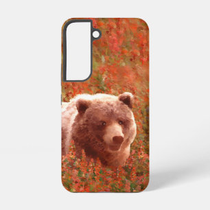 Grizzly Bear Cub in Fireweed'絵画's Wildlife Art Samsung Galaxy S22ケース