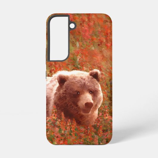 Grizzly Bear Cub in Fireweed'絵画's Wildlife Art Samsung Galaxyケース (裏面)