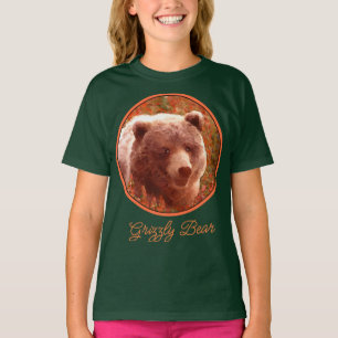 Grizzly Bear Cub in Fireweed'絵画's Wildlife Art Tシャツ