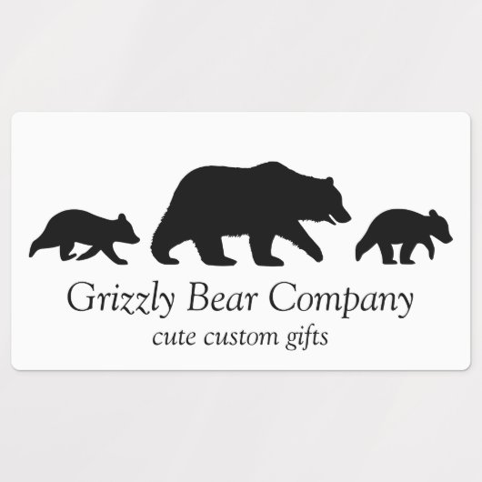 Grizzly Bear Family Silhouettes Custom ラベル (デザイン2)