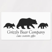 Grizzly Bear Family Silhouettes Custom ラベル (デザイン1)