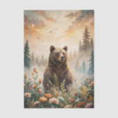 Grizzly Bear in a Forest Meadow with Flowers 薄葉紙 (正面)
