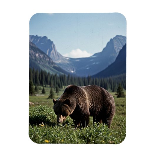 Grizzly Bear in Glacier National Park Travel マグネット (縦)