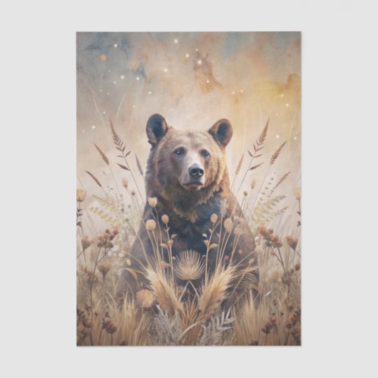 Grizzly Bear in Meadow Grass in Neutral Shades 薄葉紙 (正面)