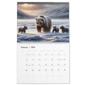 Grizzly Bear Mother Cubs Alaska Wildlife Calendar カレンダー (2月 2026)