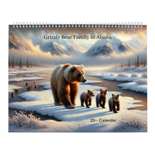 Grizzly Bear Mother Cubs Alaska Wildlife Calendar カレンダー (カバー)