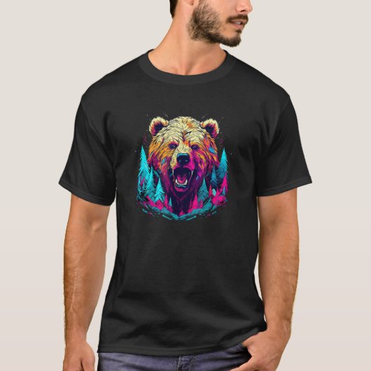 Grizzly Bear Outdoor Nature Alaska Hunting Hiking  Tシャツ (正面)
