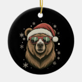Grizzly Bear Santa Hat Funny Cute Animal Lover  セラミックオーナメント (正面)
