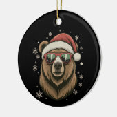 Grizzly Bear Santa Hat Funny Cute Animal Lover  セラミックオーナメント (左)