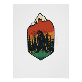 Grizzly Bear Wall Art | Rustic Wilderness Decor ポスター
