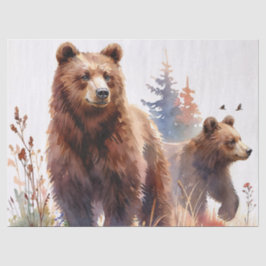 Grizzly Bears Watercolor Woods 薄葉紙