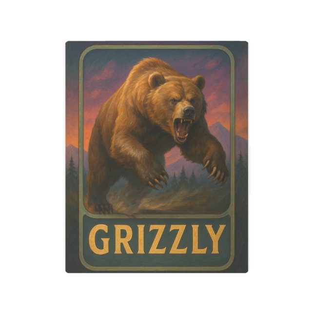 Grizzly Sign メタルプリント (正面)