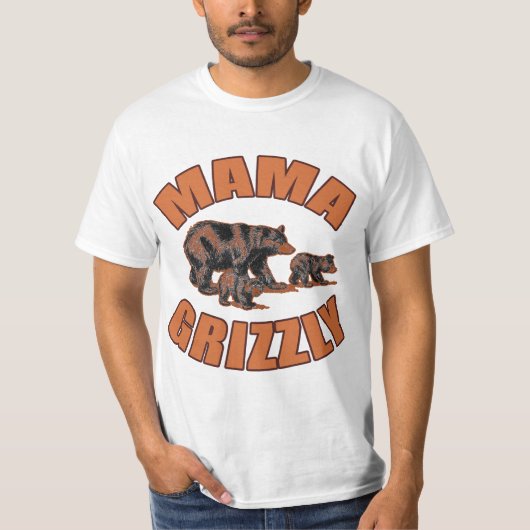 Grizzly T-shirtsのフード付きスウェットシャツ、ボタンママ Tシャツ (正面)