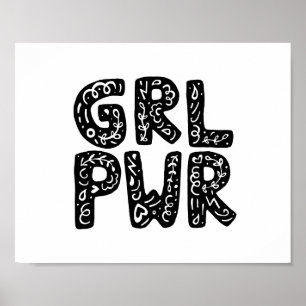 GRL PWRの女の子力のタイポグラフィの芸術 ポスター