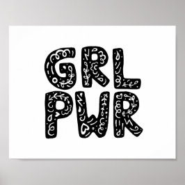 GRL PWRガールパワータイポグラフィアート ポスター
