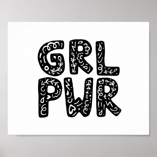 GRL PWRガールパワータイポグラフィアート ポスター (正面)