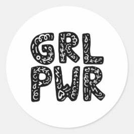 GRL PWRガールパワータイポグラフィアート ラウンドシール