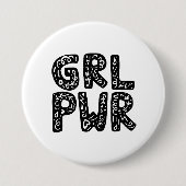 GRL PWRガールパワータイポグラフィアート 缶バッジ (正面)