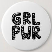 GRL PWRガールパワータイポグラフィアート 缶バッジ (正面)