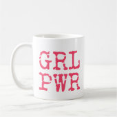 GRL PWRガールパワー – ホットピンクタイプライタータイポグラフィ コーヒーマグカップ (左)