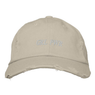GRL PWRハットホワイトレター 刺繍入りキャップ