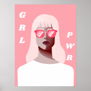GRL PWR Modern Feminist Illustration Girl Power ポスター