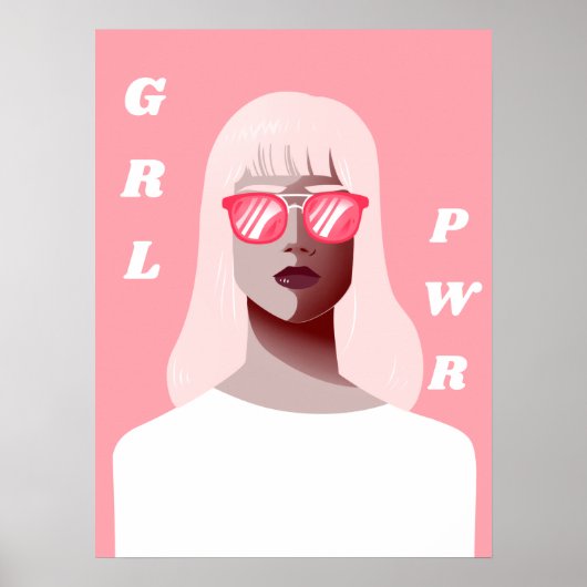 GRL PWR Modern Feminist Illustration Girl Power ポスター (正面)