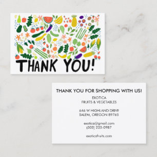 Groceries Fruits Veggies カラフル Thank You Order 名刺