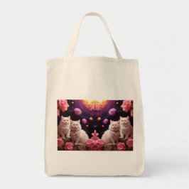 Grocery Bag with Cat Illustration トートバッグ