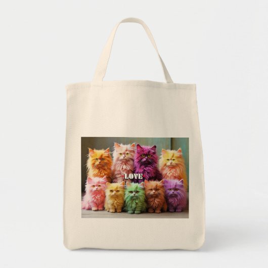 Grocery Bag with Cat Illustration トートバッグ (正面)