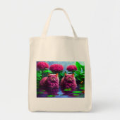 Grocery Bag with Cat Illustration トートバッグ (正面)