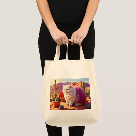 Grocery Bag with Cat Illustration  トートバッグ (正面(商品))